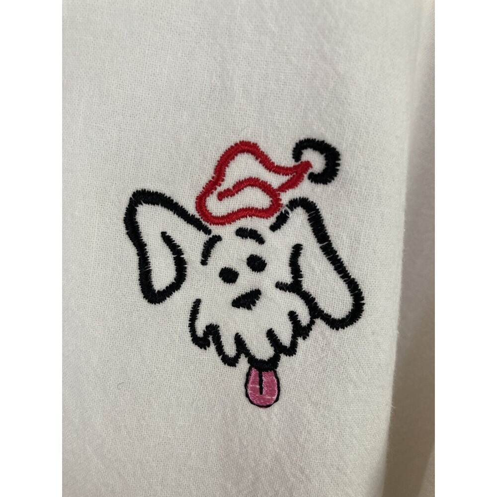 Casey Coleman Women's Blouse L Jolly Dogs Christmas Embroidered Whimsy Artsy - Picture 5 of 8